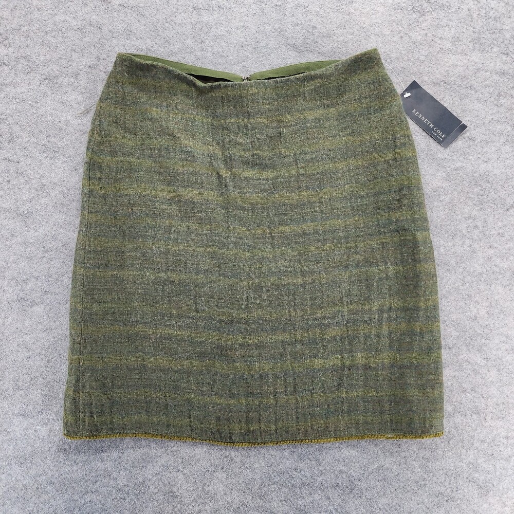 Kenneth Cole Skirt Womens 12 Pencil Straight Green Wool